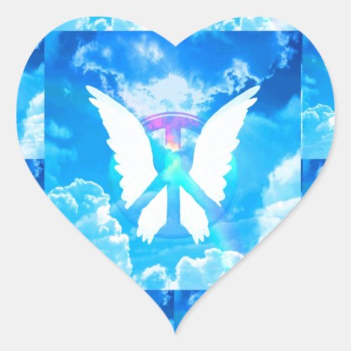 Angel Wings  Peace Heart Sticker