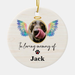 Angel Wings Personalized Dog Memorial Ceramic Ornament