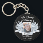 Angel Wings Photo Loving Memory Funeral/Memorial Keychain<br><div class="desc">Pay tribute to a loved one who has passed away with this key chain, featuring the words "In loving memory", a photo of your loved one with angel wings and their first and last names, and years of birth and death. If you need any help customizing this, please message me...</div>