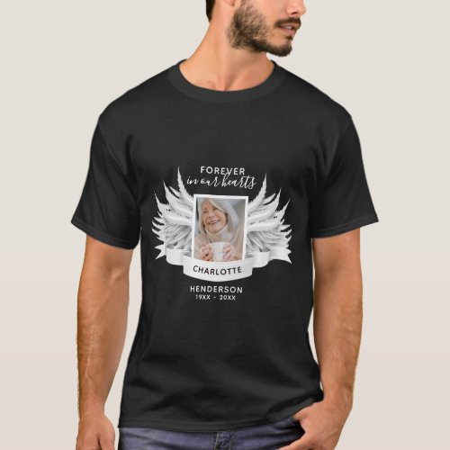 Angel Wings Photo Loving Memory FuneralMemorial T_Shirt