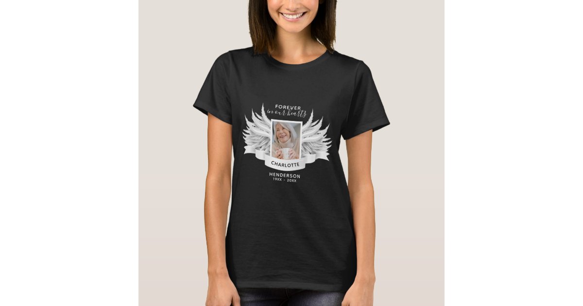 Angel Wings Photo Loving Memory Funeral/Memorial T-Shirt | Zazzle