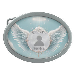 Angel Wings Photo Memorial Belt Buckle
