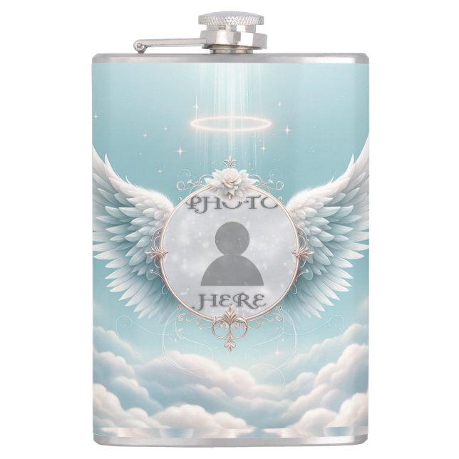 Angel Wings Photo Memorial Flask (Front)