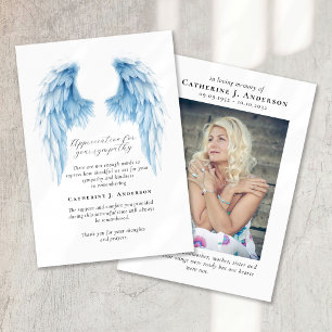 Angel Wings Photo Sympathy Funeral Memorial Thank You Card