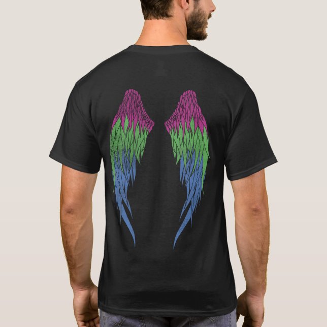 Angel Wings - Polysexual Flag T-Shirt (Back)