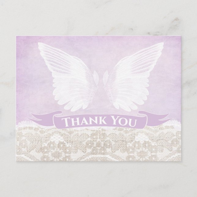 angel wings postcard, angel thank you note postcard (Front)