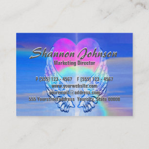 Angel Wings Rainbow Heart Business Card