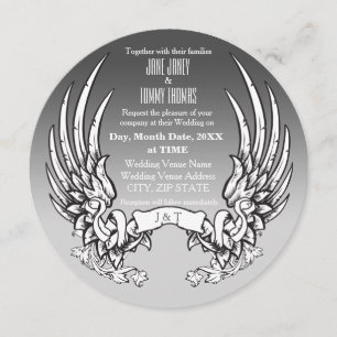 Angel Wings & Ribbon Banner Wedding Invitation