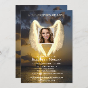 Angel Wings Sailboat Photo Celebration Of Life Invitation