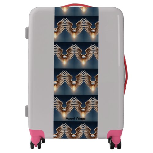 Angel Wings Silver Color Medium Luggage Suitcase