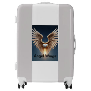 Angel Wings Silver Medium Sized Luggage Suitcase