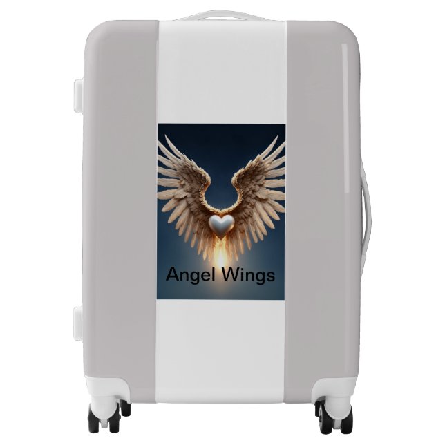 Angel Wings Silver Medium Sized Luggage Suitcase (Front)