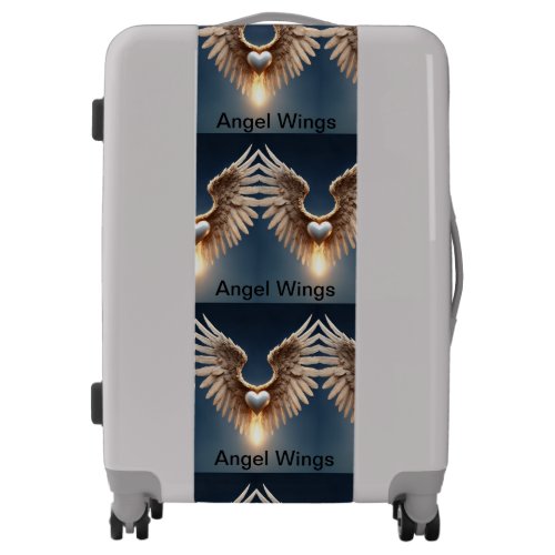 Angel Wings Silver Shell Medium Luggage Suitcase
