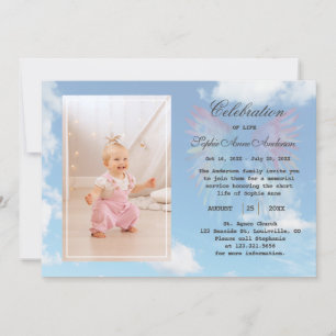 Angel Wings Sky Celebration of Life Photo Memory Invitation