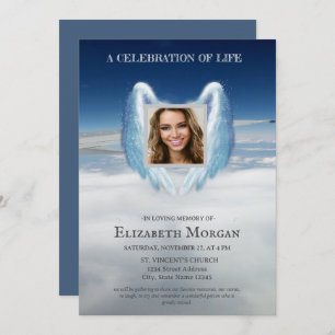 Angel Wings Sky Photo Celebration Of Life Invitation