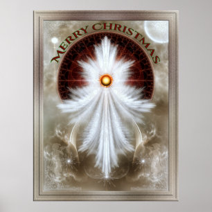 Angel Wings Snowflake Merry Christmas Poster
