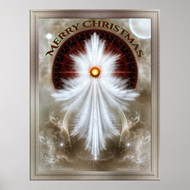 Angel Wings Snowflake Merry Christmas Poster (Front)