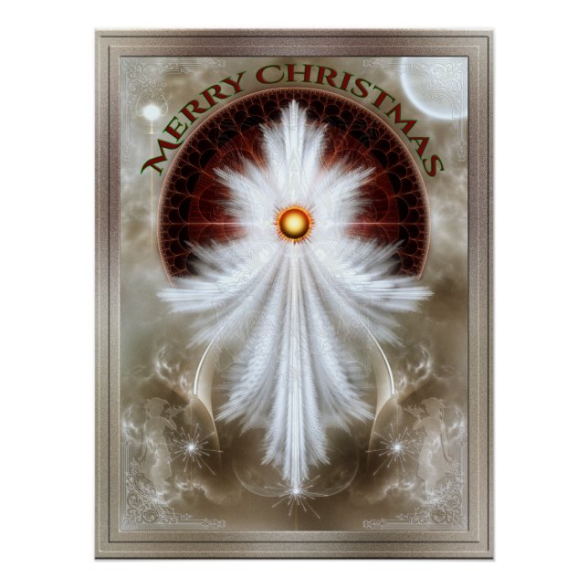 Angel Wings Snowflake Merry Christmas Poster (Front)