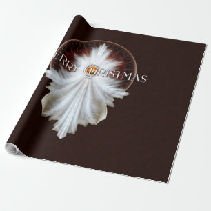 Angel Wings Snowflake Merry Christmas TW ISO BRGDY Wrapping Paper