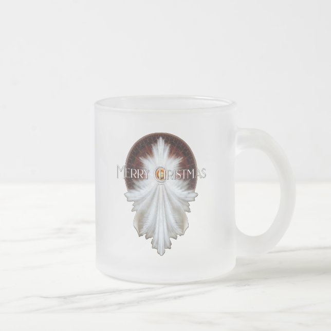 Angel Wings Snowflake Merry Christmas TW ISO Frosted Glass Coffee Mug (Right)