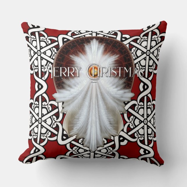 Angel Wings Snowflake Merry Christmas TW ISO Throw Pillow (Front)