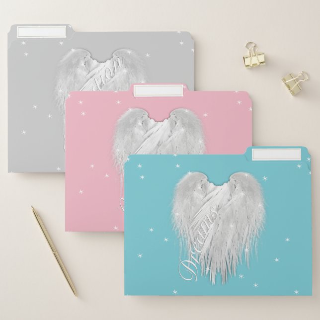 ANGEL WINGS Sparkle Heart File Folder (Set)