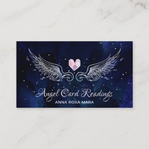  Angel Wings Starry Night Sky Crystal Heart Business Card