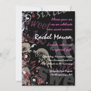 Angel Wings Sweet 16 Sixteen Birthday Invitation