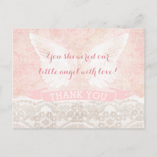 Angel Wings Thank You Card Baptism Baby Shower