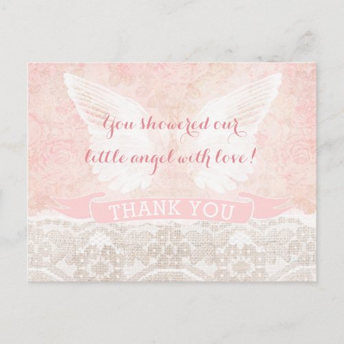 Angel Wings Thank You Card Baptism Baby Shower