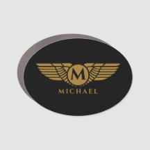 Angel Wings Vintage Golden Name Initial Monogram  