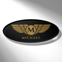 Angel Wings Vintage Golden Name Initial Monogram