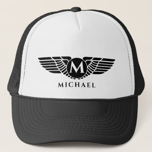 Angel Wings Vintage Golden Name Initial Monogram   Trucker Hat