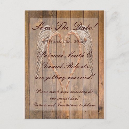 Angel Wings Wedding Announcement Postcard