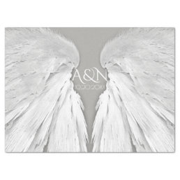 ANGEL WINGS Wedding Initials Elegant Grey Tissue Paper