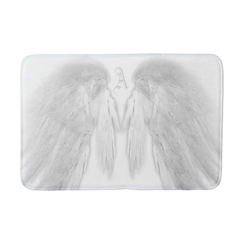 ANGEL WINGS White Custom Monogram Bath Mat