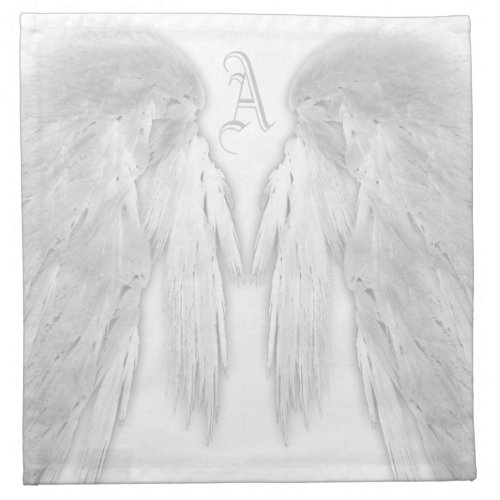 ANGEL WINGS White Custom Monogram Cloth Napkin