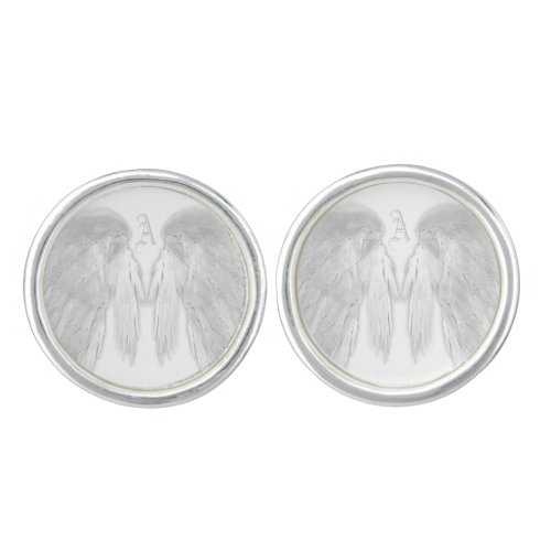 ANGEL WINGS White Custom Monogram Cufflinks