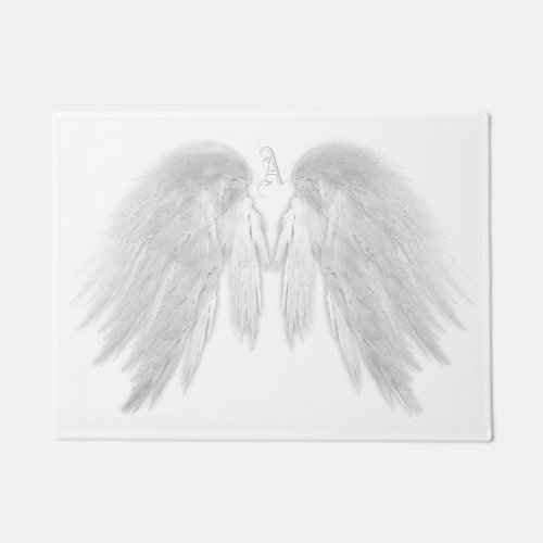 ANGEL WINGS White Custom Monogram Doormat