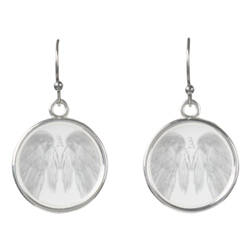 ANGEL WINGS White Custom Monogram Earrings