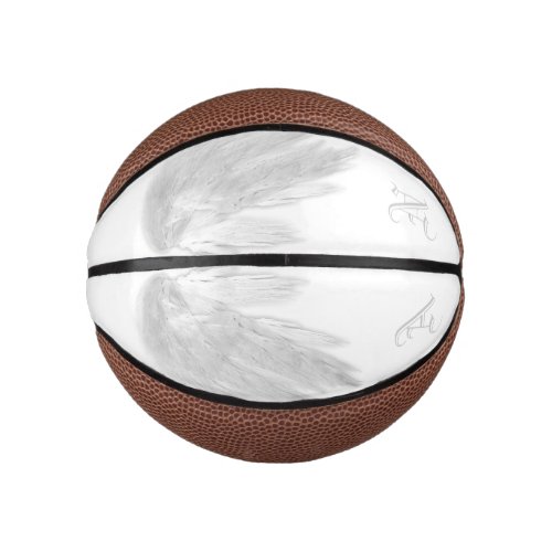 ANGEL WINGS White Custom Monogram Mini Basketball