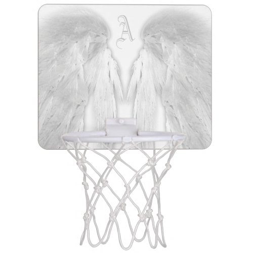 ANGEL WINGS White Custom Monogram Mini Basketball Hoop