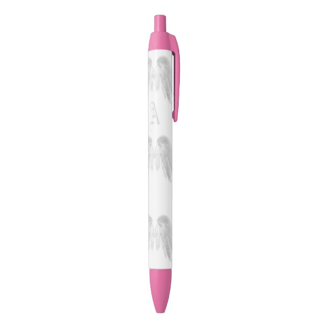 ANGEL WINGS White Custom Monogram Pen (Bottom (Vertical))