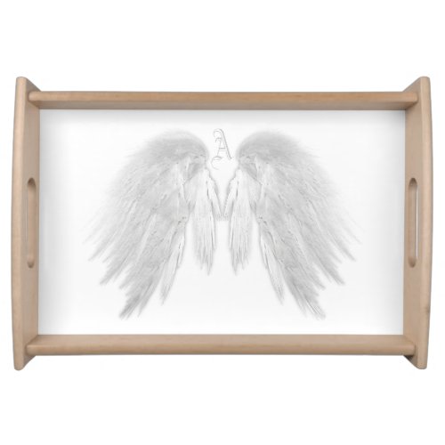 ANGEL WINGS White Custom Monogram Serving Tray