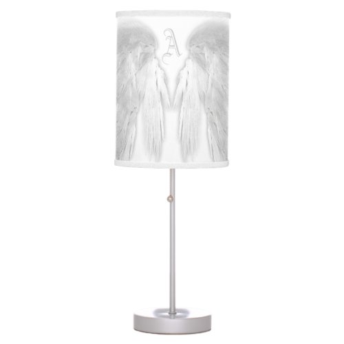 ANGEL WINGS White Custom Monogram Table Lamp
