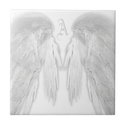 ANGEL WINGS White Custom Monogram Tile