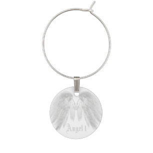 ANGEL WINGS White Custom Name and Number Wine Charm