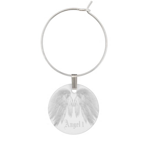 ANGEL WINGS White Custom Name and Number Wine Charm