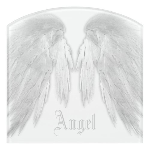 ANGEL WINGS White Custom Name Door Sign