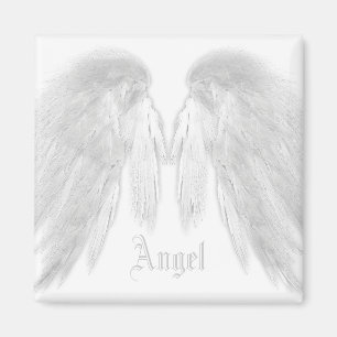 ANGEL WINGS White Custom Name Magnet